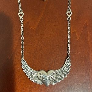 *Price Firm* Barse Sterling Silver Heart w/Wings “Love” Necklace